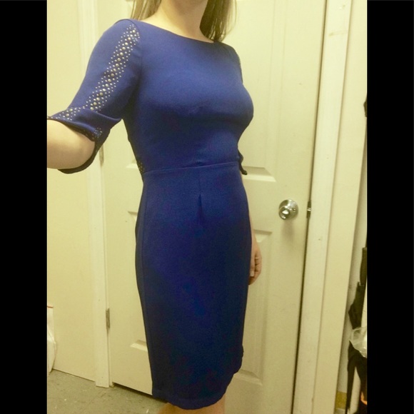 BCBGmaxazria RoyalBlue Lexy Studded Backless Dress - Picture 4 of 8
